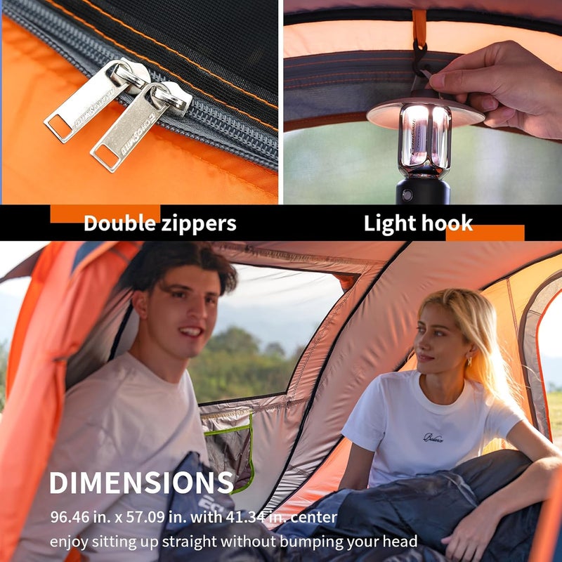 EchoSmile Instant Pop Up Camping Tent, 2/4/6 Person, Easy Setup Tent, Water Resistant Dome, Portable with Carry Bag - Image 4